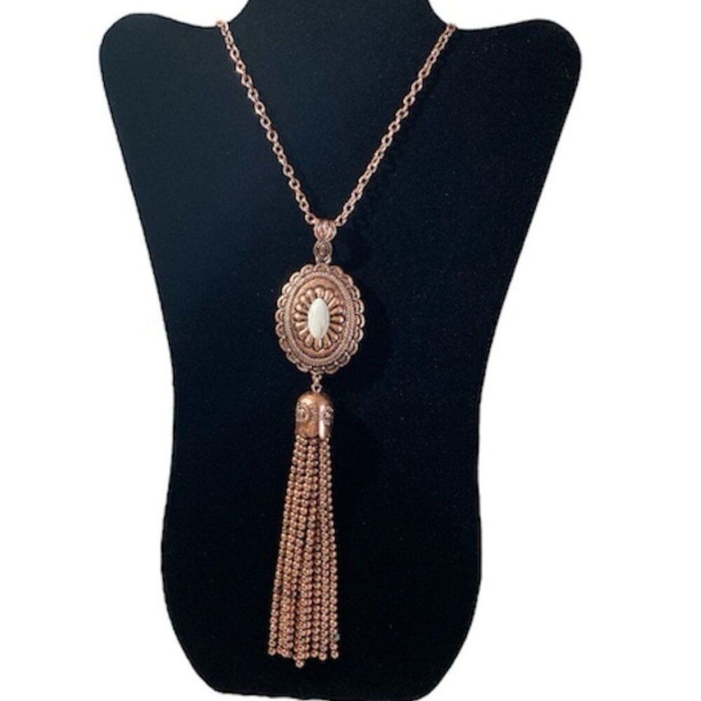 Copper Western Statement Tassel Necklace NWT